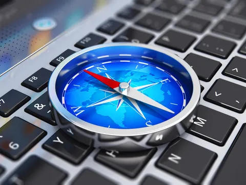 Magnetic compass on laptop keyboard