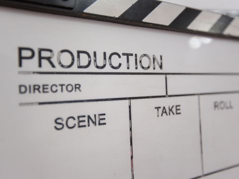 Filmklappe mit Beschriftung