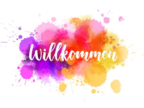 Schriftzug Willkommen auf Aquarell