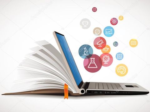 Laptop und Buch