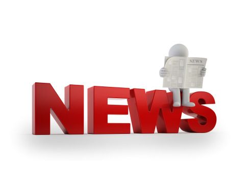 3D kleine-Leute – Person sitzt auf dem Wort News/Neuigkeiten