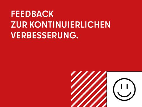 Roter Kasten mit Text: Feedback zur kontinuirlichen Verbesserung.