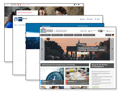 Webseiten zur Beratung und Hilfe für Existenzgründungen und Unternehmen
