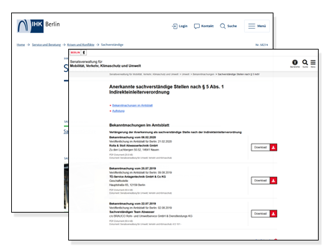 Websites with information for experts
