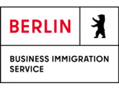 Logo des Business Immigration Service kombiniert mit dem be Berlin-Logo