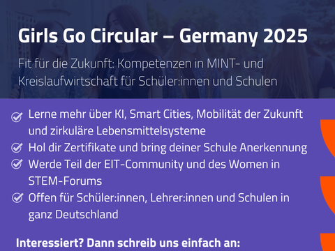 Lila Hintergrund mit der Aufschrift "Girls Go Circular - Germany 2025"