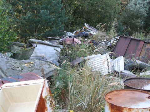 Illegal entsorgter Sperr- und Sondermüll im Wald