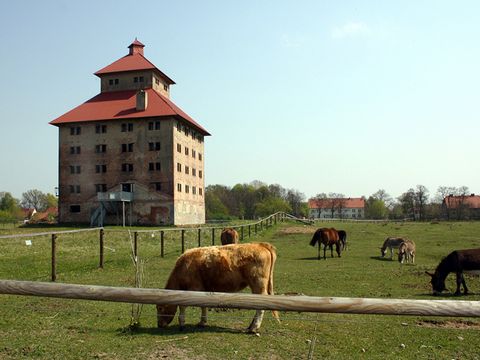 Im Speicher vom Gut Hobrechtsfelde befindet sich eine Dauerausstellung zur Rieselfeldgeschichte. (Bild: Berliner Forsten)