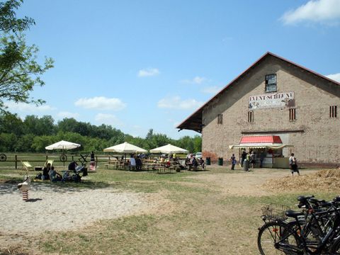 Imbiss vor der Eventscheune auf dem Gut Hobrechtsfelde, 2013 (Bild: Berliner Forsten)