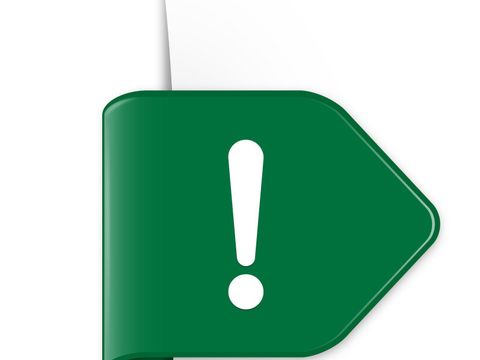 Icon Ausrufezeichen auf einem Pfeil