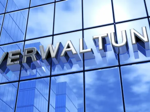 Blaue Fassade - Verwaltung