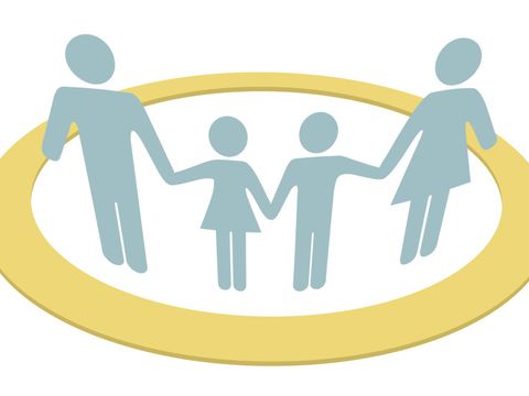 Family circle people safe inside security ring