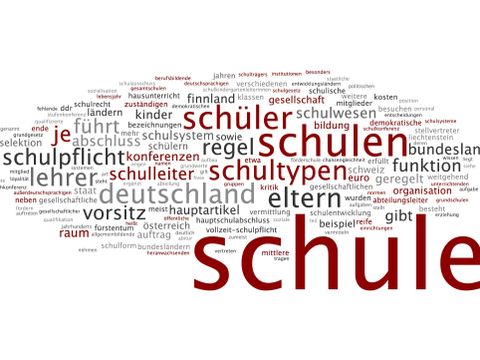 Eine Wolke gebildet aus Wörtern zum Themenbereich Schule