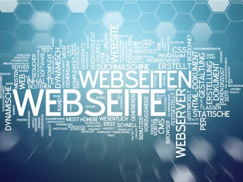 In der Mitte steht das Wort "Webseite". Drum herum Begrifflichkeiten zum Schlagwort "Webseite", wie zum Beispiel CMS, Dynamische Breite, ASP, PHP, URL, Suchmaschine, Webserver usw.