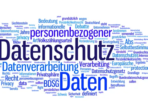 Datenschutzwolke mit Datenschutzbegriffen