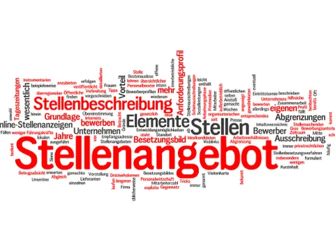 Abstrakte Grafik mit Wörtern rund um Stellenangebote