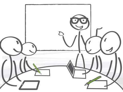 Zeichnung Menschen in Seminar Besprechung