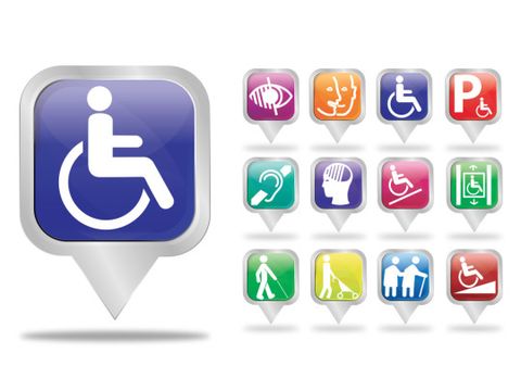 Symbole rund um die Themen Behinderung und Barrierefreiheit