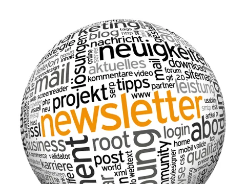 Ball mit Aufschrift Newsletter