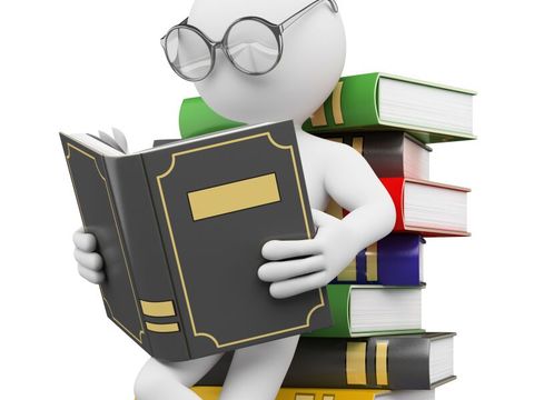 3D white people -Student liest eine Buch