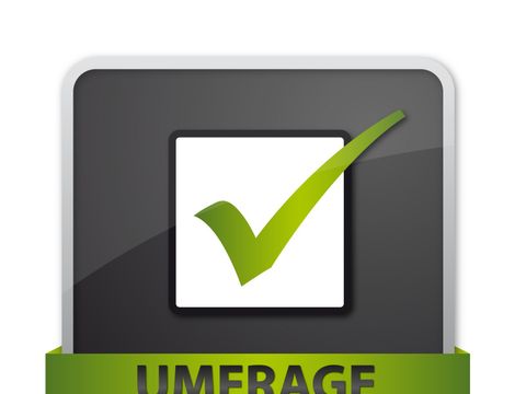 Umfrage-Button mit grünem Hacken