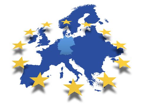 Europakarte mit Sternen