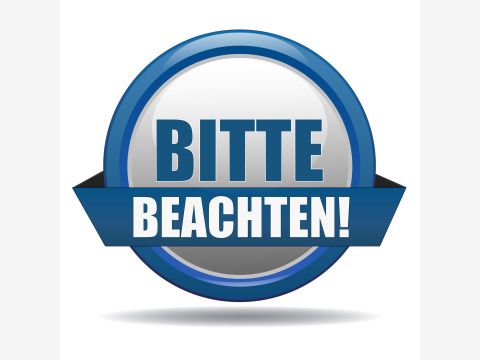 Logo mit Aufschrift Bitte beachten