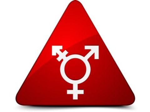 Rotes Dreieck mit verschiedenen Geschlechtersymbolen