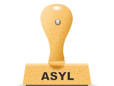 Stempel mit Aufschrift Asyl