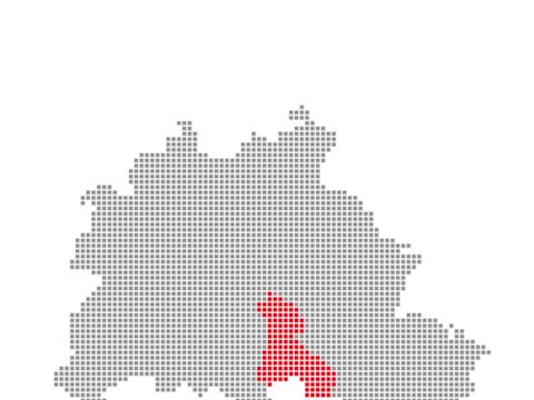 Umrisskarte von Berlin, wobei der Bezirk Neukölln besonders hervorgehoben wurde