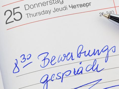 Kalendereintrag zum Bewerbungsgespräch