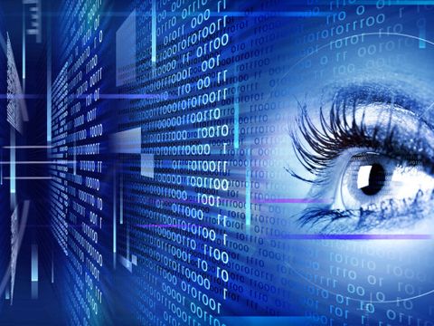 Auge schaut auf Zahlenreihe