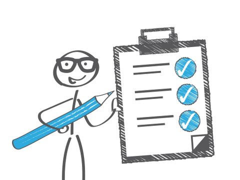 Strichännchen mit Checkliste und Stift