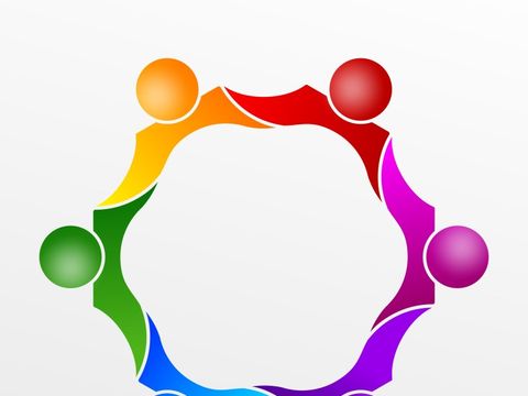 Sechs bunte Figuren