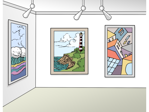 Ausstellungsraum mit Bildern