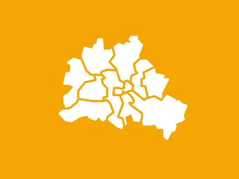 Karte von Berlin mit eingezeichneten Bezirksgrenzen