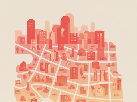 hitzebelastete Zonen in einer Stadt