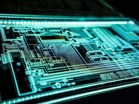 Eine beleuchtete Elektroplatine