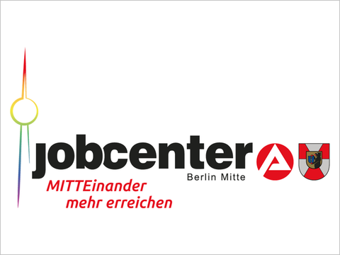 Jobcenter Berlin Mitte Logo MITTEinander mehr erreichen Pride Edition