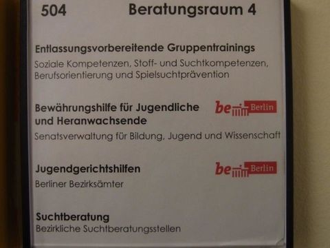 Hinweisschild im Beratungszentrum (Bild: JSA Berlin)