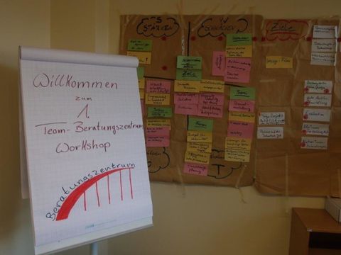 Flipchart im Beratungszentrum (Bild: JSA Berlin)