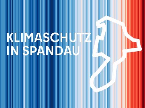 Klimaschutz in Spandau, Darstellung der globalen Klimaerwärmung seit 1850 und Umrisslinie Spandau