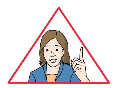 Bild einer Frau, die den Finger zur Achtung hebt.