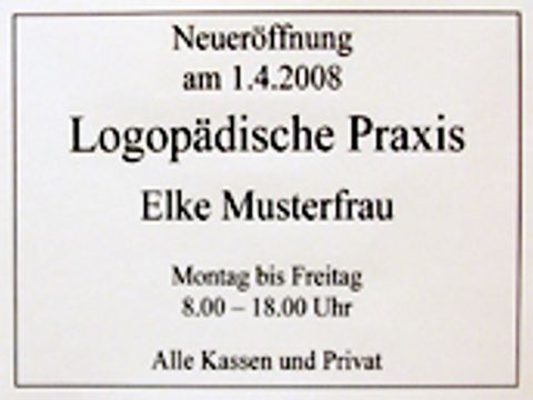 Musterschild einer Logopädischen Praxis