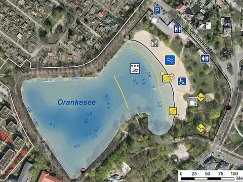 Infrastrukturkarte des Badegewässers Orankesee