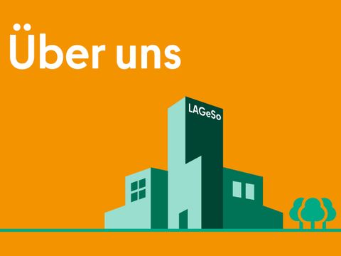 Text Über uns, dazu ein Haus mit Bäumen