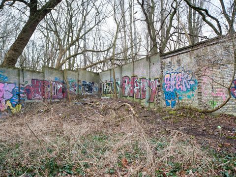 Erste Grenzmauer östlich des S-Bahnhofs Schönholz