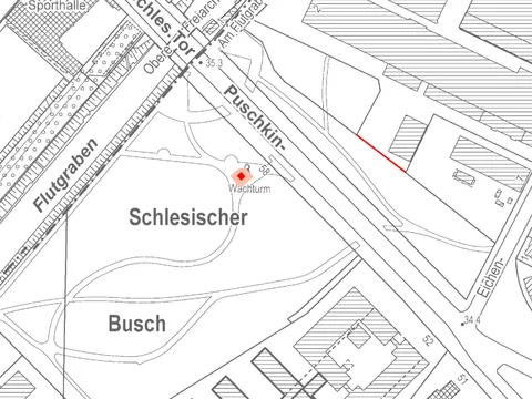 Mauerverlauf am Schlesischen Busch (Bild: Senatsverwaltung für Stadtentwicklung)