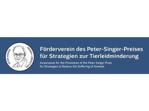 Banner des Fördervereins des Peter-Singer-Preises für Strategien zur Tierleidminderung versehen mit deren Logo