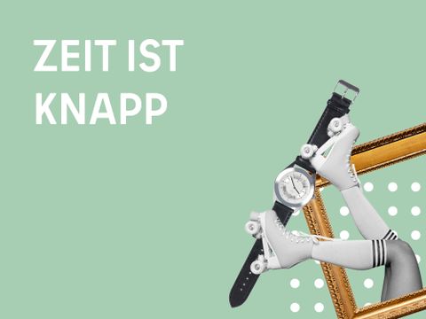 Bild des Mittendrin Projekts ZIK GmbH Zeit ist knapp mit Bilderrahmen, Rollschuhen und Uhr